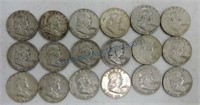 Lot of 18 Franklin halves