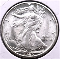 1945 D GEM BU WALKING HALF DOLLAR