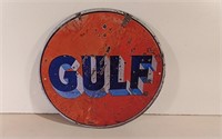 Unused Gulf Oil Metal Sign 12"D