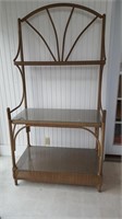 Brown Resin Wicker-Look Shelf Unit with Glass Tops