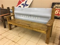 Chevrolet light blue tailgate bench