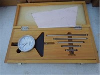 Baker depth gauge with case & extensions