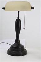 Metal Desk Lamp with Frosted Slag Glass Shade