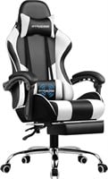 GAMING CHAIR WITH LEG REST WHITE