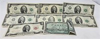 (7) $2 Notes; 1954 Canadian Dollar