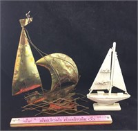 Copper Sailboat Music Box & "Sand" Sailboat