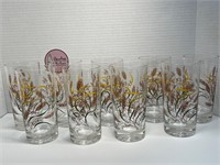 9 Vintage Libbey Water/Tea Glasses Wheat & Grass
