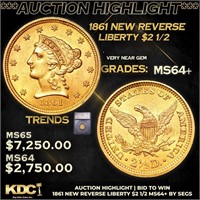 ***Auction Highlight*** 1861 New Reverse Gold Libe