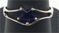 Sterling Silver Blue Stone Star Ring