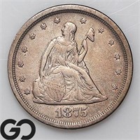 1875-S Twenty Cent Piece, AU++ Bid: 380
