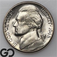1945-S Jefferson Silver Nickel, Gem BU+ Bid: 24