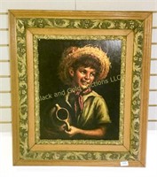 26 x 30 Antique Oak Picture Frame with Print