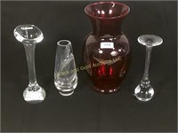 Lot of Four Glass Vases, 7-11 Inches Tall