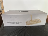 Modern Elegance Sommelier Wine Board with Glasses