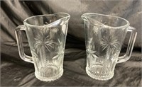 CLEAR GLASS  PITCHERS W/ PALM TREE DESIGN / 2 PCS