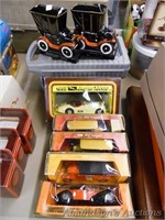 4 Matchbox, 1 Corgi, Chevy 1913 Ceramic Bookends