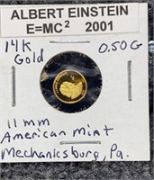 14k Gold Albert Eistein  American Mint Coin