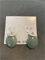 Sterling silver green stone earrings