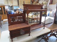 ANTIQUE WALNUT VICTORIAN SHELF WITH 2 DRAWERS