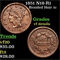 1851 N18-R1 Braided Hair 1c Grades vf details