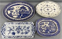 Pottery Blue & White Platters incl Blue Danube