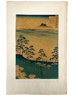 Antique Edo Utagawa Hiroshige Colored Block Print