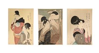 3 Japanese Woodblock Prints by Kitagawa Utamaro