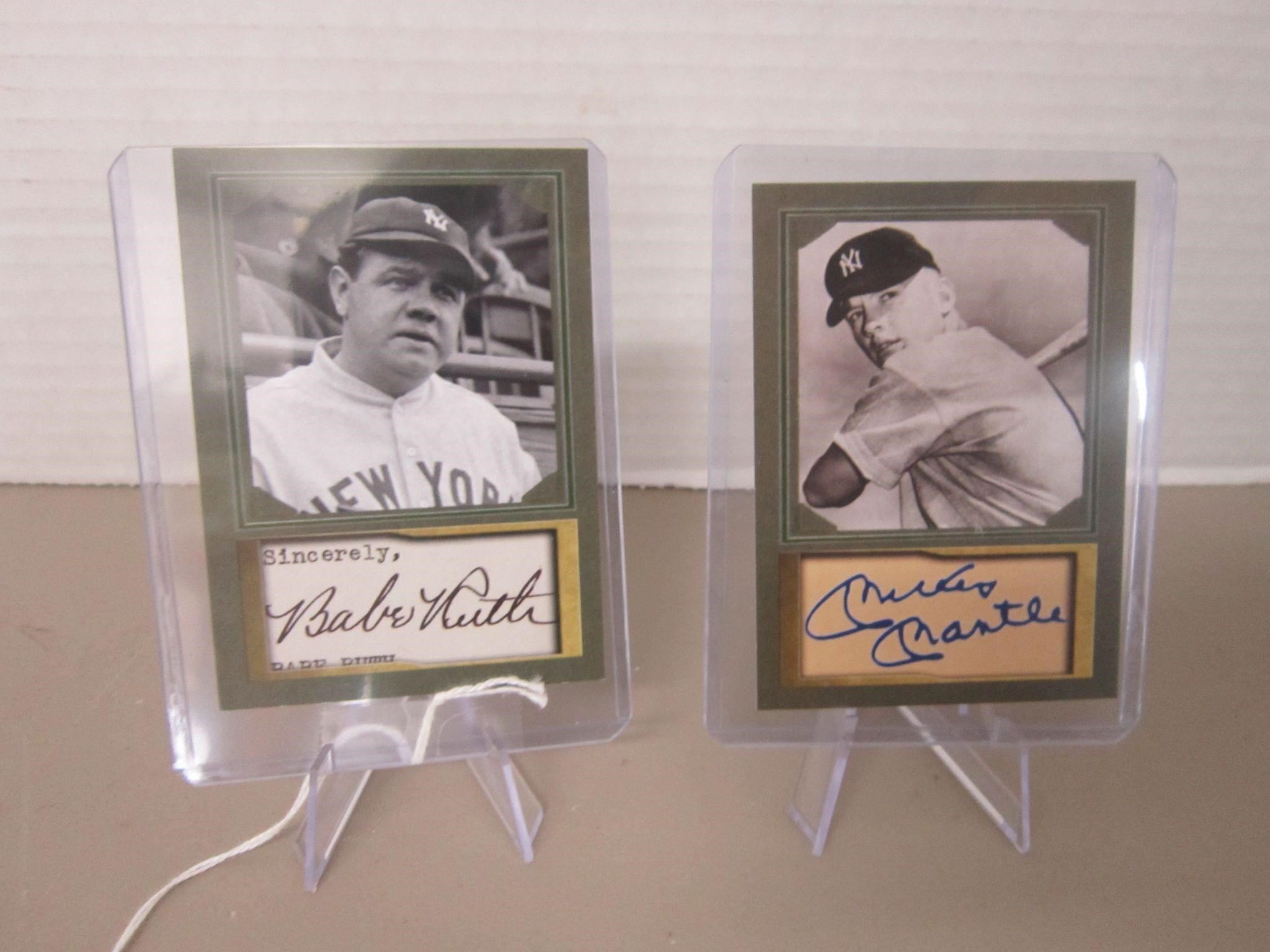 BABE RUTH & MICKEY MANTLE SPORTCARDS-LASER SIGN,NO