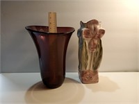 2 Vases Glass and ceramic