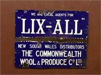 "Lix-All" NSW Distributors Wool & Produce Enamel