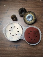 Sanding disks and wire brushes