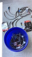 Bucket full of new hose connectors, many types,