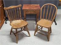 2 Antique wood chairs & night stand