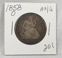 1858-O Half Dollar  AG/G