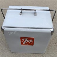 Nice 7-Up Metal Cooler, Zinc Lined w/ Opener