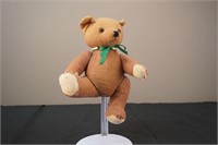 Antique Felt Teddy Bear with Green Bow