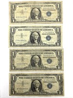 (5) Series 1957 A Silver Certificate Dollar Bills