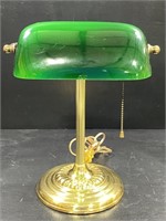 Bankers Desk Lamp w/ Green Glass Shade