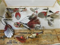 CIGAR BOX AND VINTAGE SPINNER LURES
