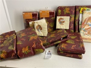 Vinyl Fall table clothes and turkey napkins.
