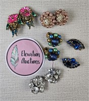 Colorful Vintage Clip On Earrings