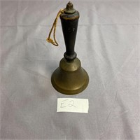 Antique Brass School Bell w/ Wood Handle