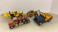 Tonka Jeep, loader, skidder & truck