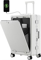 Carry-On Luggage w/ USB  TSA  20 White