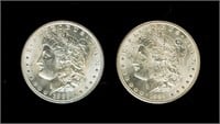 Coin 1885-P+1889-P,Morgan Silver Dollars-AU-BU