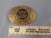 Brown's Garage belt buckle