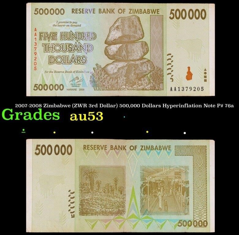 2007-2008 Zimbabwe (ZWR 3rd Dollar) 500,000 Dollar