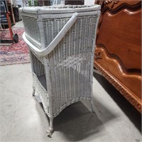 Vintage wicker sewing stand