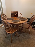 Pedestal Dining Table, 4 Chairs