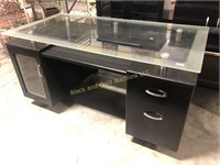 59 Inch Desk with Raised Glass Top